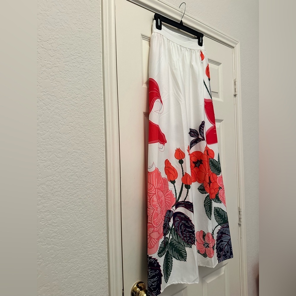 NWOT Vibrant Floral Print High-Waist Flowy Maxi Skirt Large - Picture 7 of 10